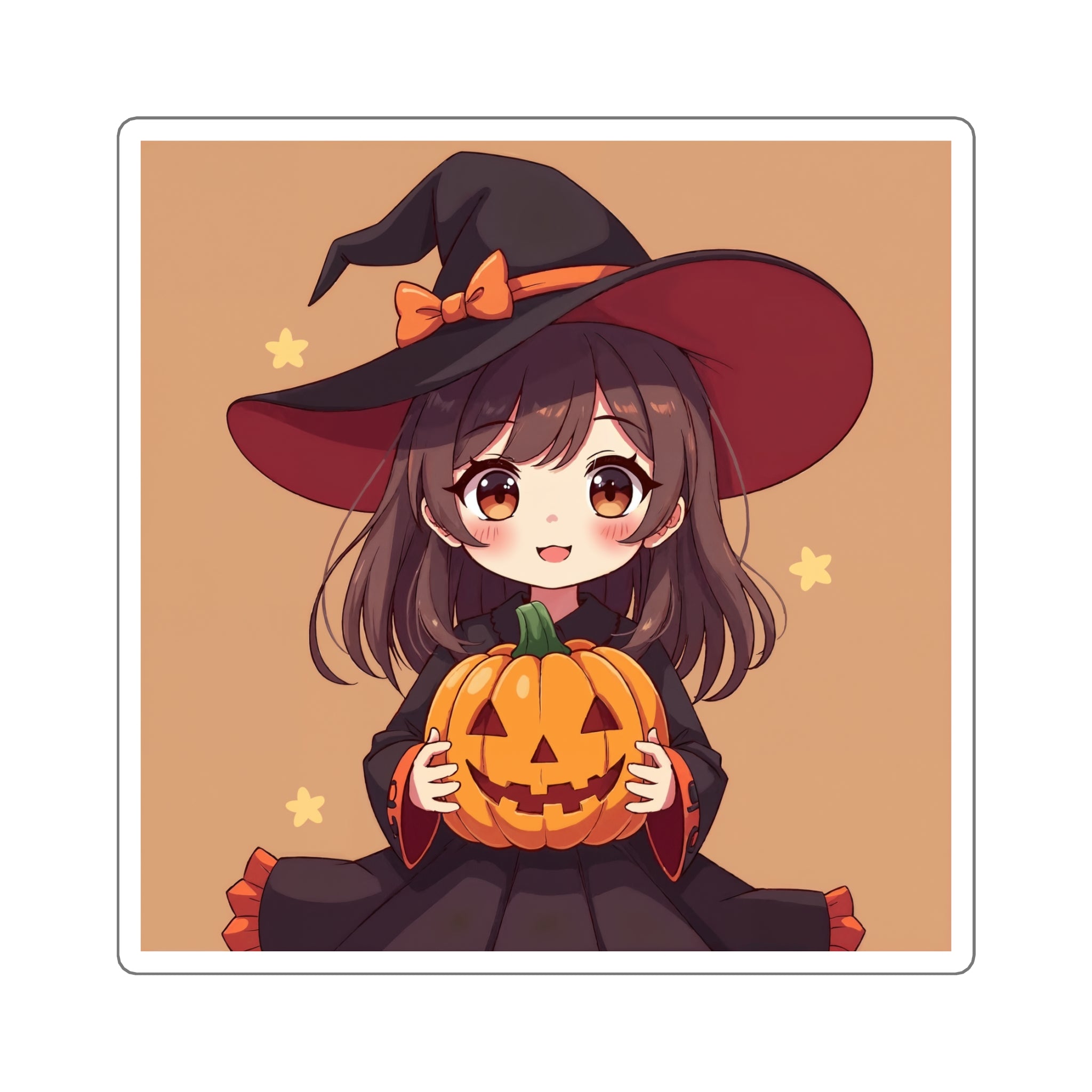 Kawaii Anime Halloween Square Stickers