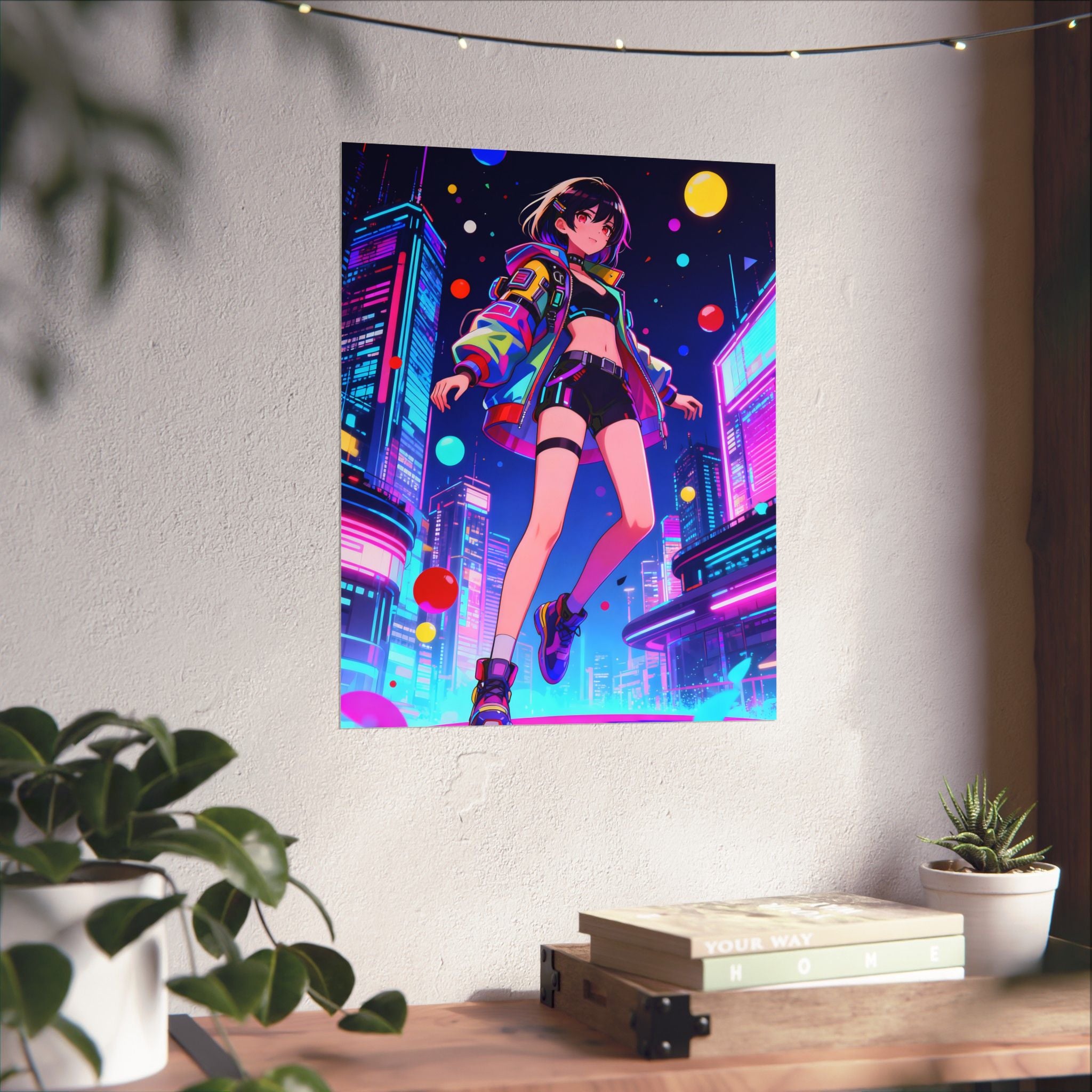 Vibrant Anime Vertical Poster, Aesthetic Wall Art, Bedroom Decor, Gift for Anime Lovers, Colorful Prints, Cyberpunk Artwork
