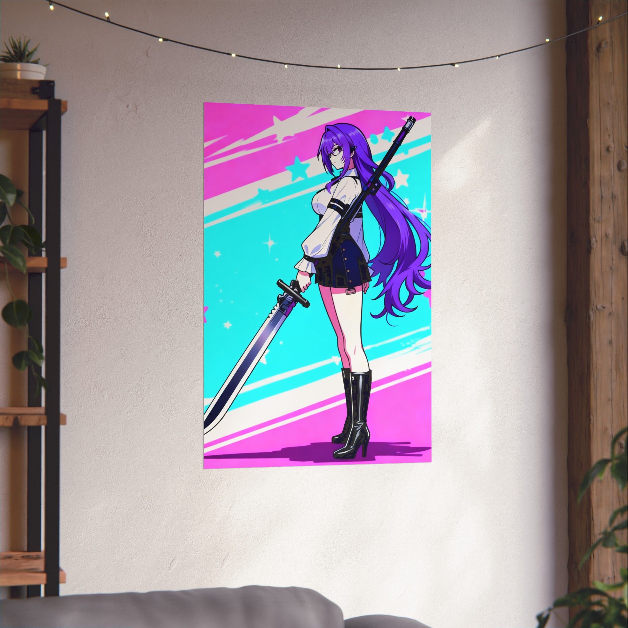 Anime Poster - Bright & Vibrant Cyber Punk Anime Girl