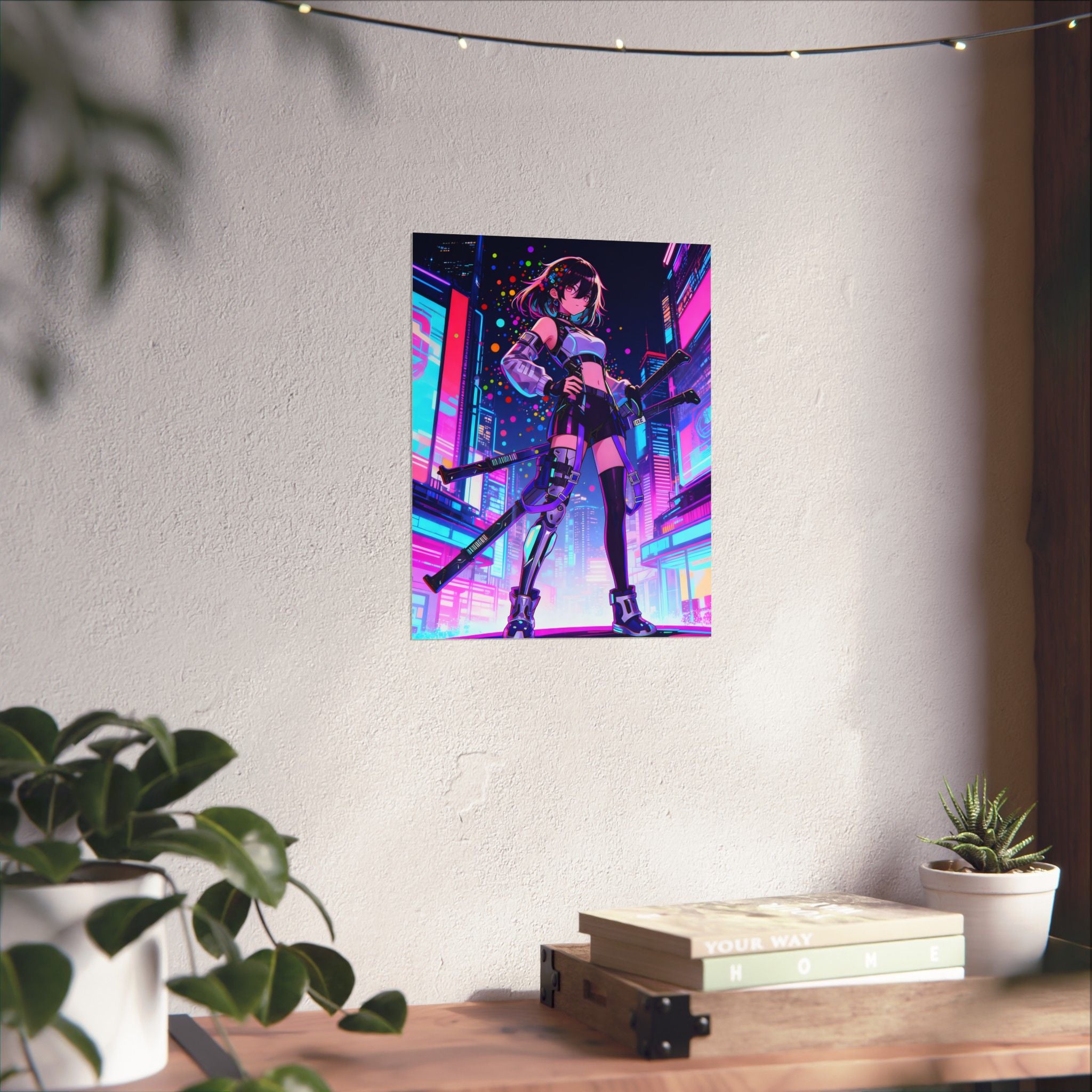 Anime Poster - Bright & Vibrant Cyber Punk Anime Girl