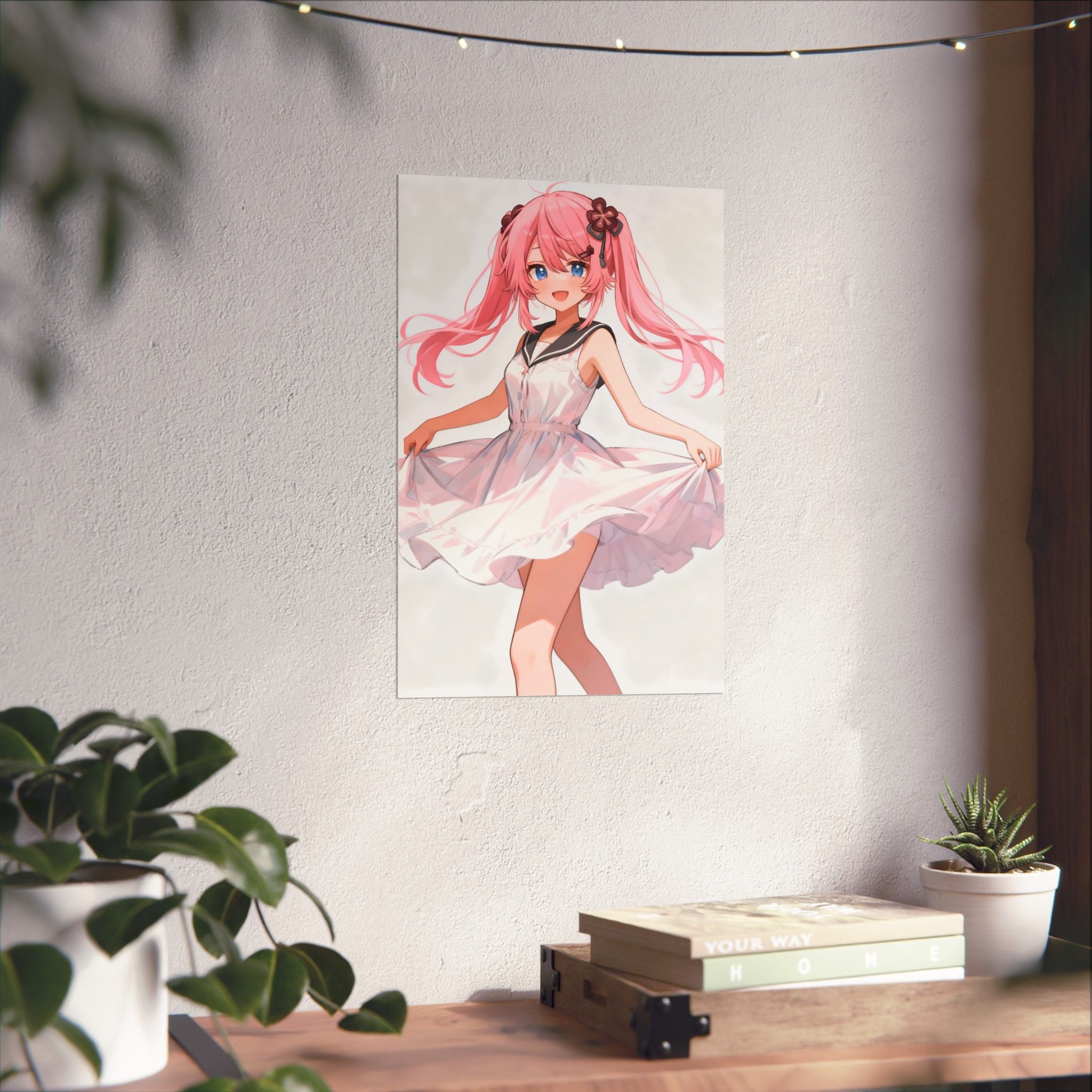 Cute Anime Girl Matte Vertical Poster, Wall Art, Bedroom Decor, Gifts for Anime Lovers, Aesthetic Wall Decor, Kawaii Art Print