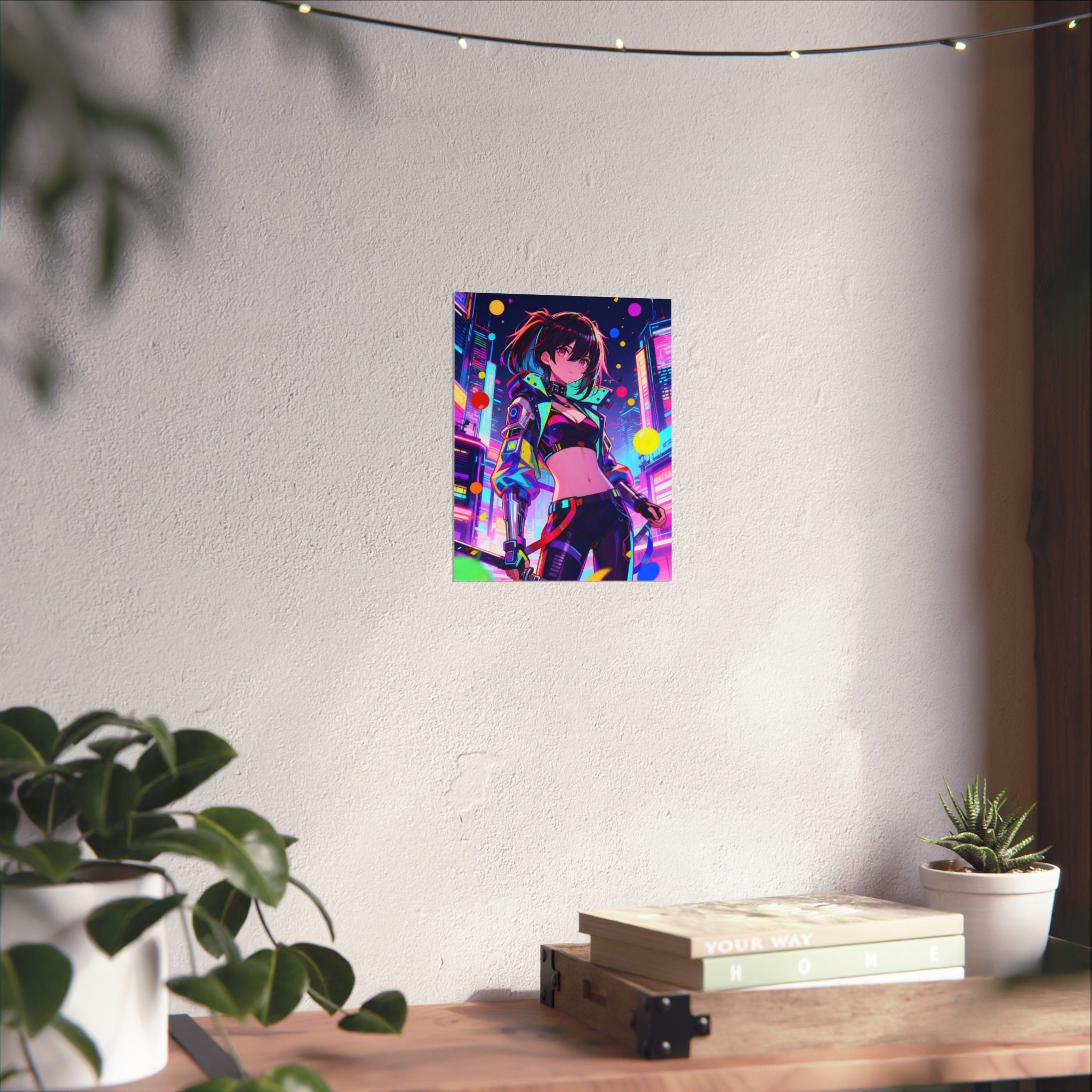 Vibrant Anime Poster Art, Digital Wall Decor, Cyberpunk Aesthetic Print, Colorful Home Decor, Unique Gift for Creatives, Fantasy Artwork