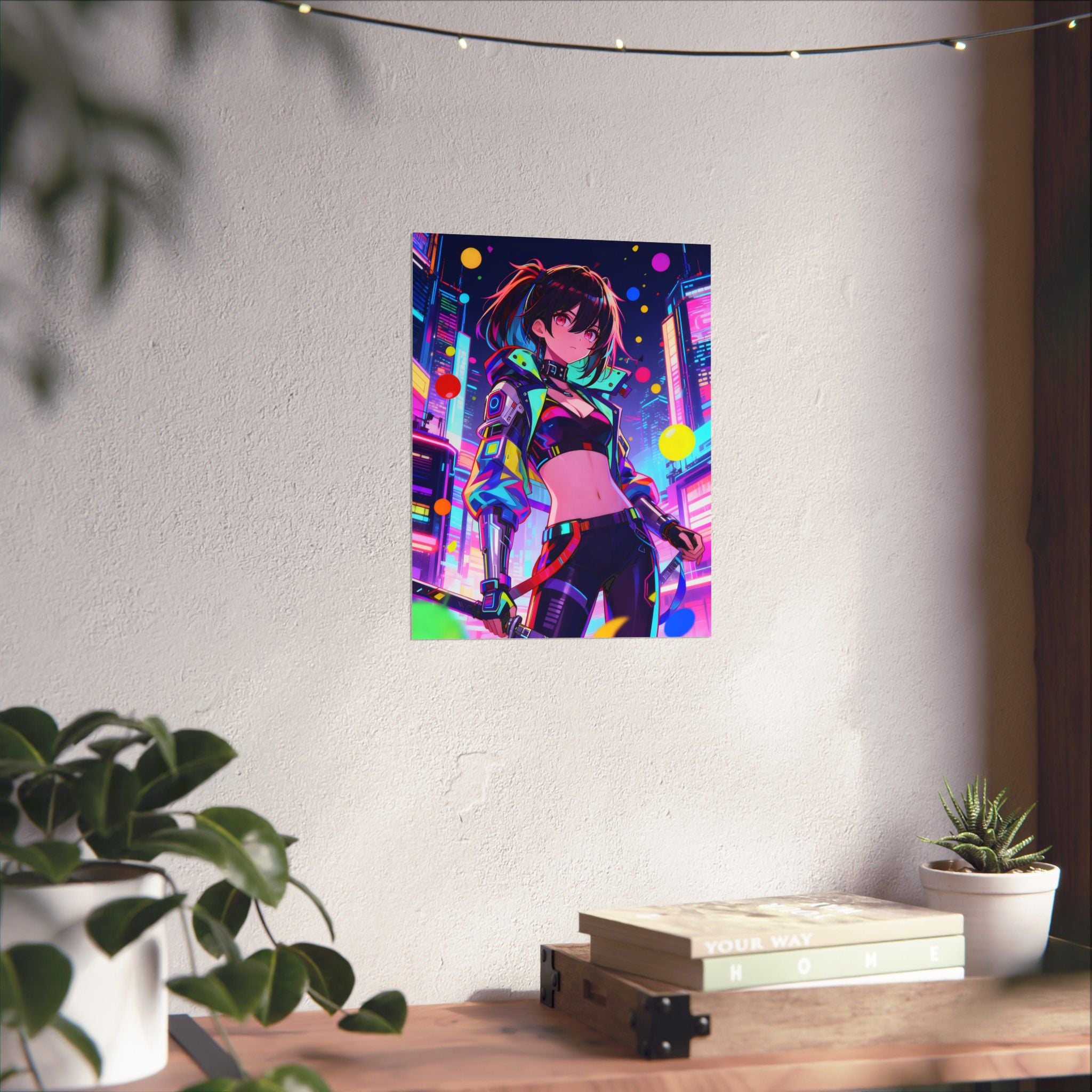 Vibrant Anime Poster Art, Digital Wall Decor, Cyberpunk Aesthetic Print, Colorful Home Decor, Unique Gift for Creatives, Fantasy Artwork