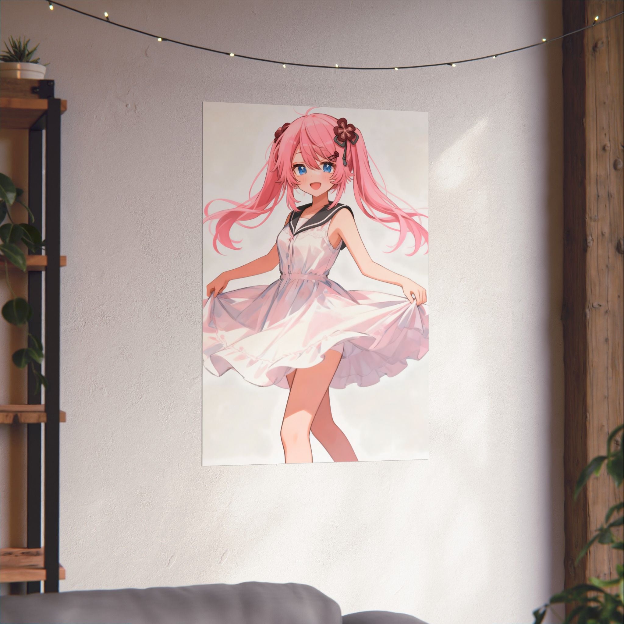 Cute Anime Girl Matte Vertical Poster, Wall Art, Bedroom Decor, Gifts for Anime Lovers, Aesthetic Wall Decor, Kawaii Art Print