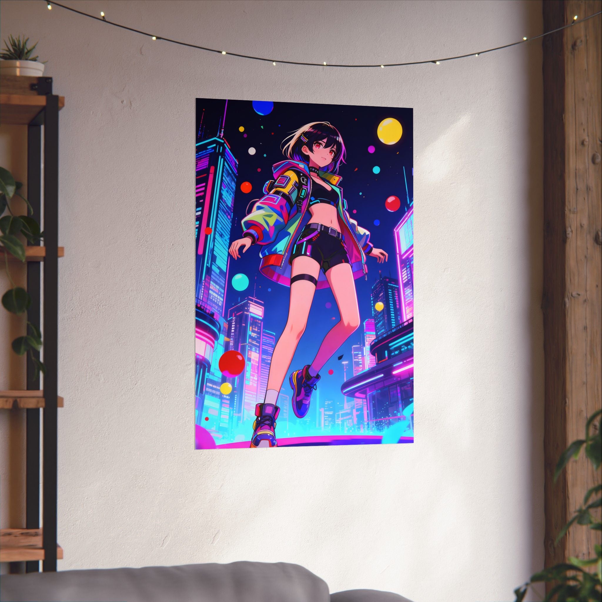 Vibrant Anime Vertical Poster, Aesthetic Wall Art, Bedroom Decor, Gift for Anime Lovers, Colorful Prints, Cyberpunk Artwork