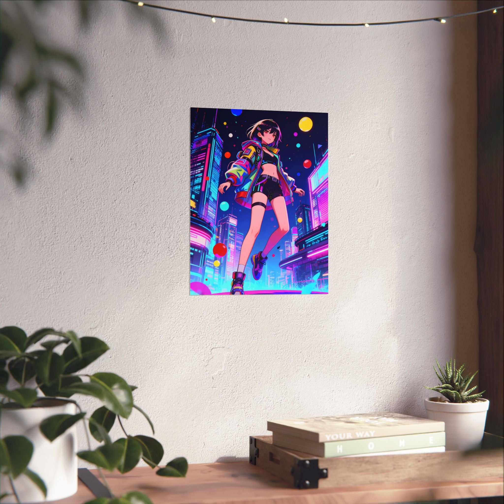Vibrant Anime Vertical Poster, Aesthetic Wall Art, Bedroom Decor, Gift for Anime Lovers, Colorful Prints, Cyberpunk Artwork