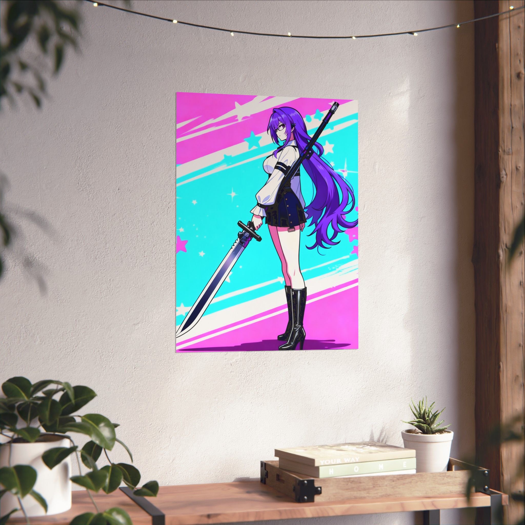 Anime Poster - Bright & Vibrant Cyber Punk Anime Girl