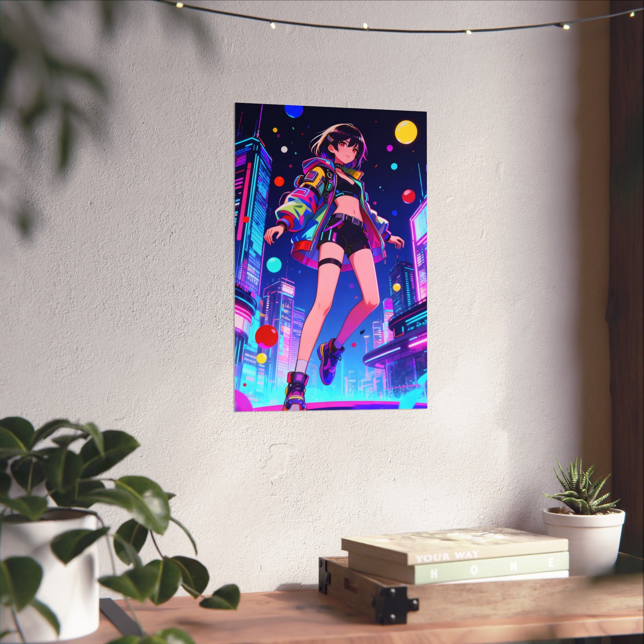 Vibrant Anime Vertical Poster, Aesthetic Wall Art, Bedroom Decor, Gift for Anime Lovers, Colorful Prints, Cyberpunk Artwork
