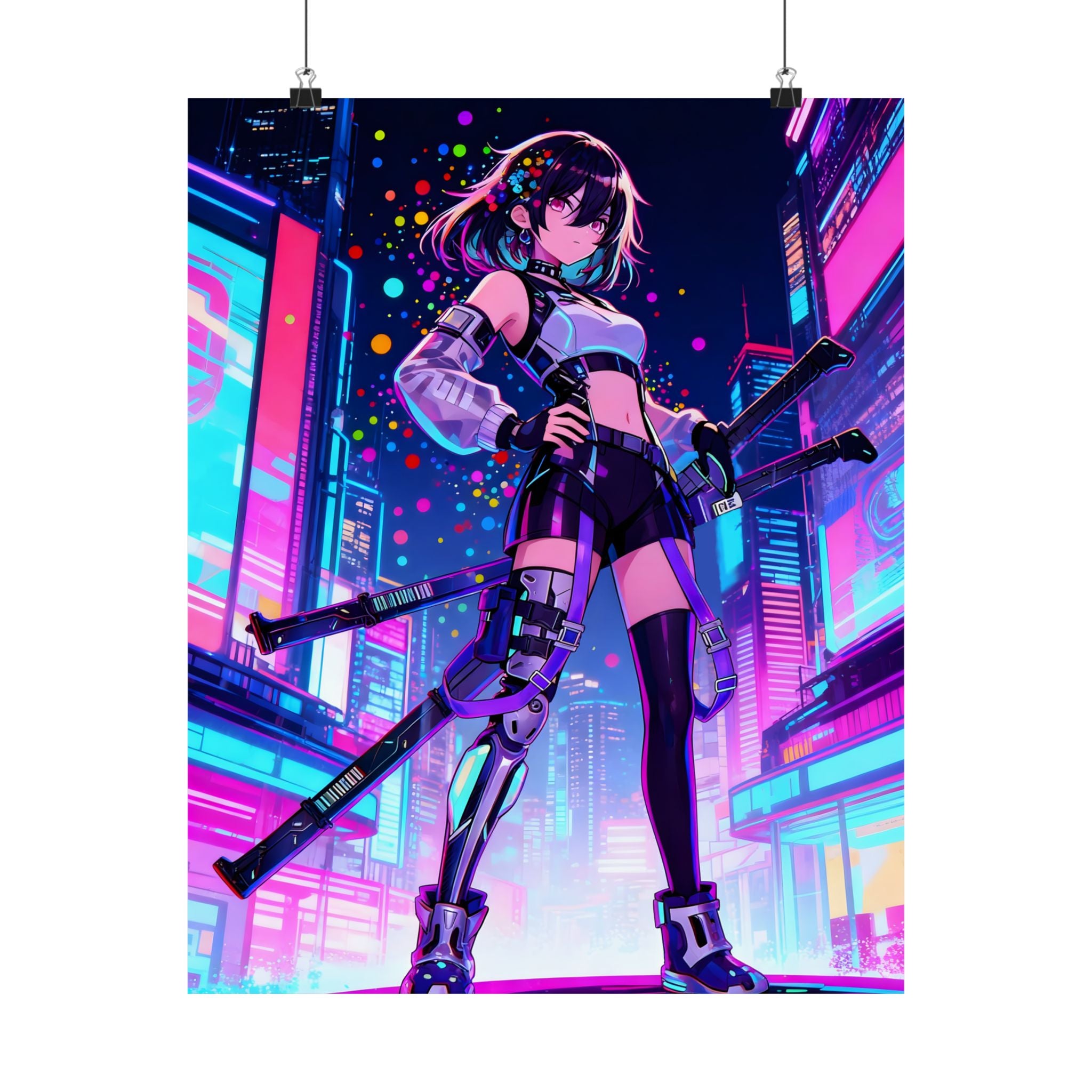 Anime Poster - Bright & Vibrant Cyber Punk Anime Girl