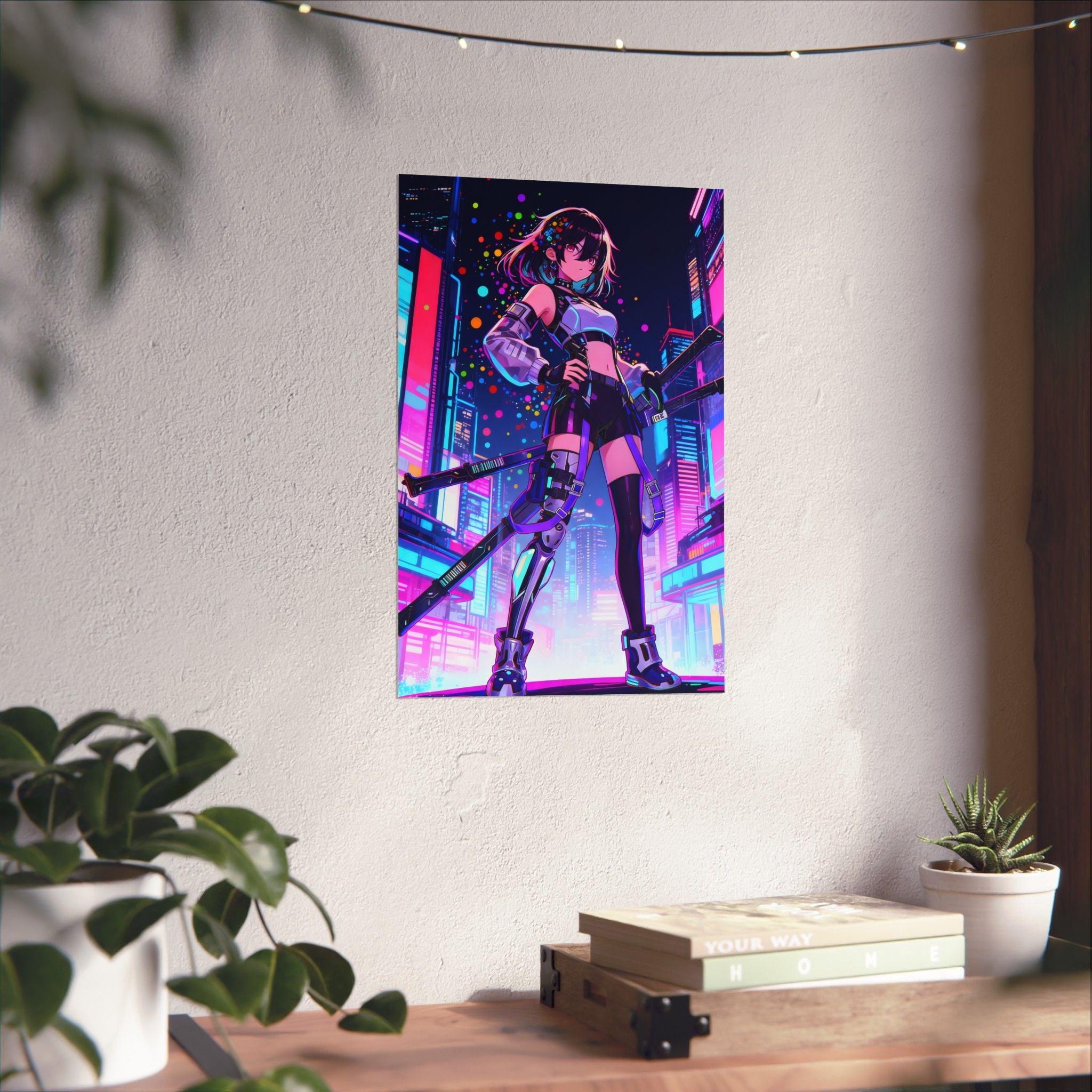 Anime Poster - Bright & Vibrant Cyber Punk Anime Girl