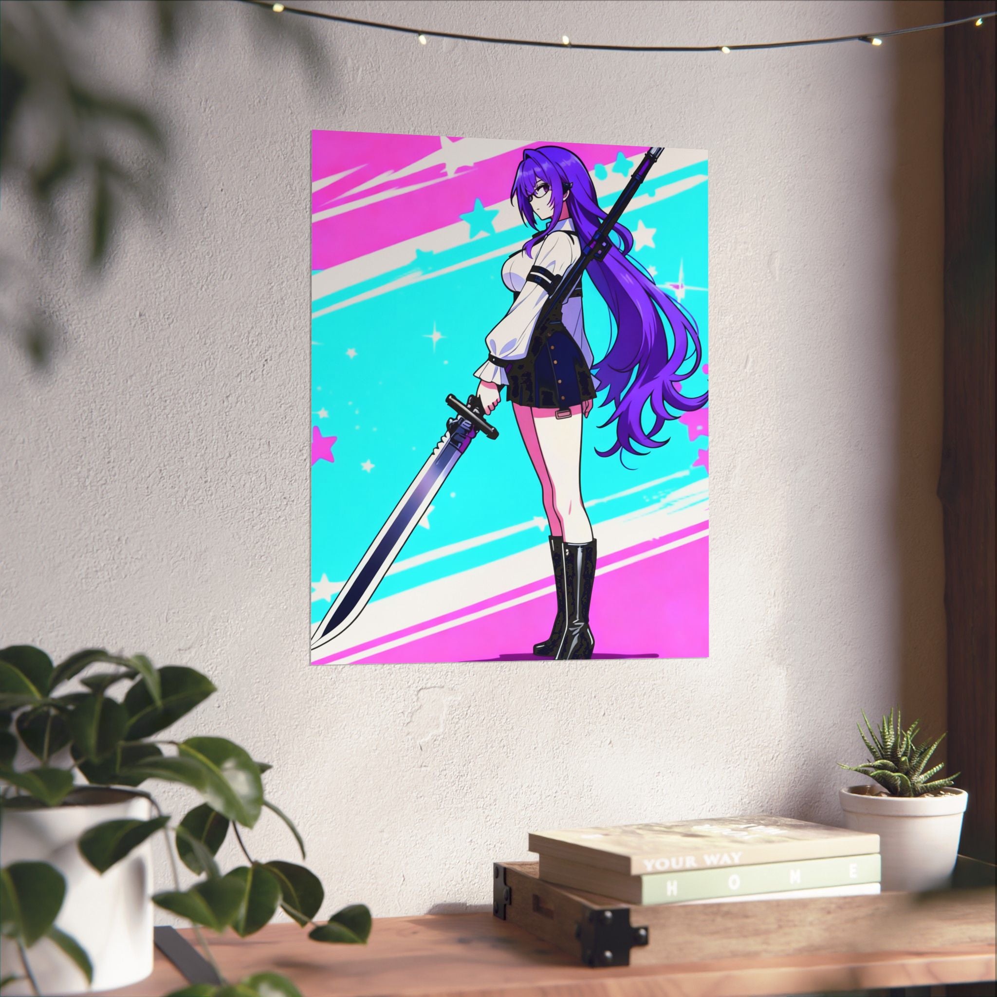 Anime Poster - Bright & Vibrant Cyber Punk Anime Girl