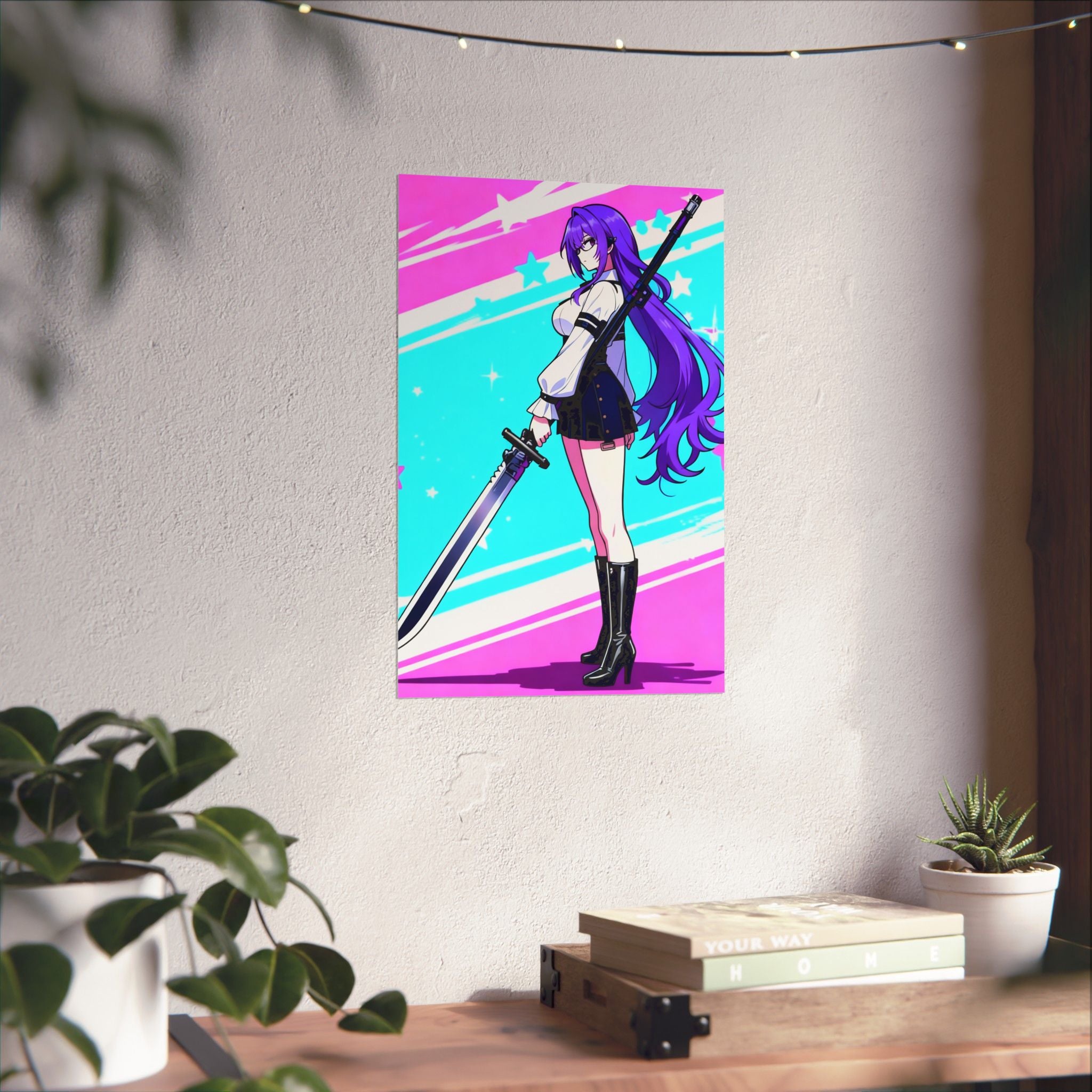 Anime Poster - Bright & Vibrant Cyber Punk Anime Girl