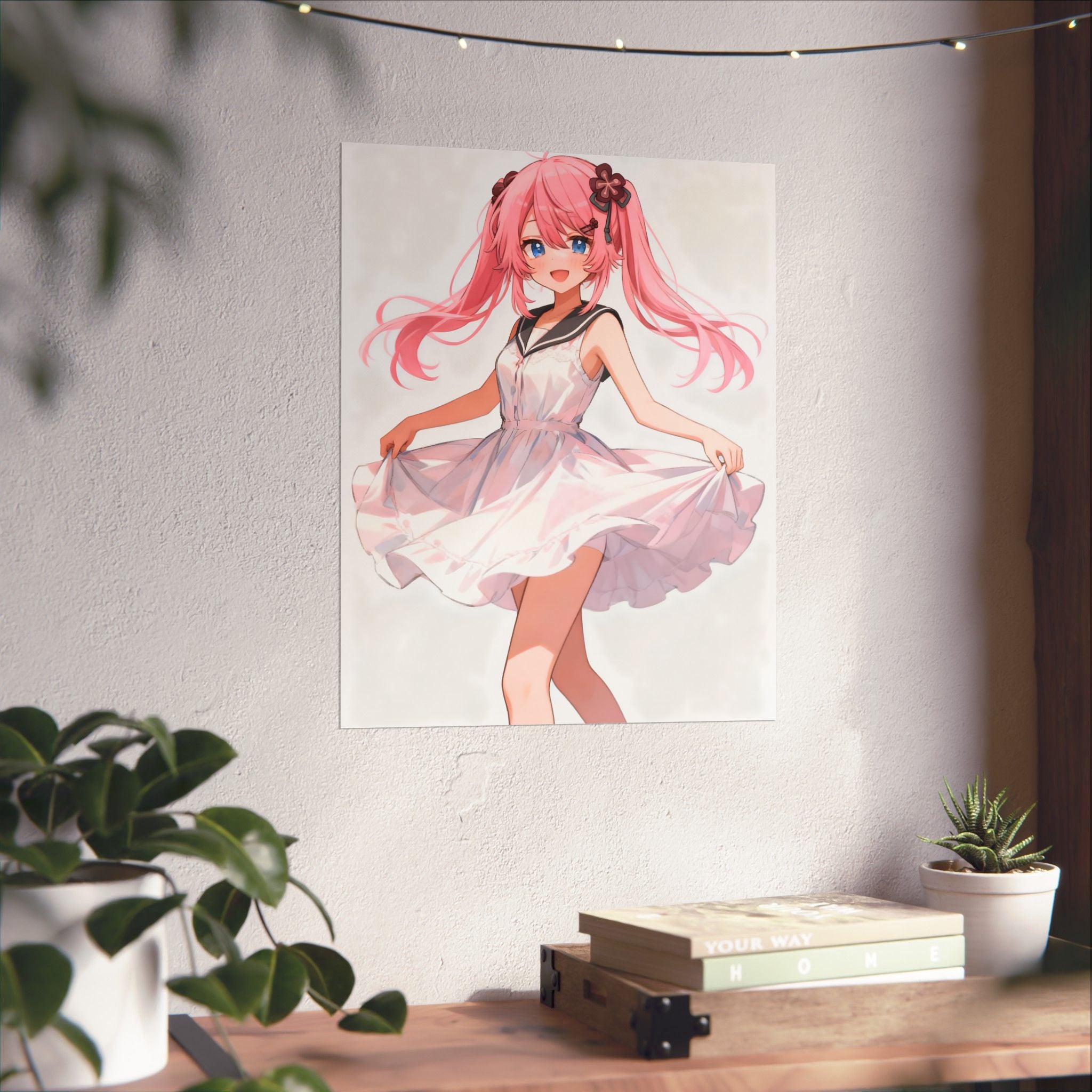 Cute Anime Girl Matte Vertical Poster, Wall Art, Bedroom Decor, Gifts for Anime Lovers, Aesthetic Wall Decor, Kawaii Art Print