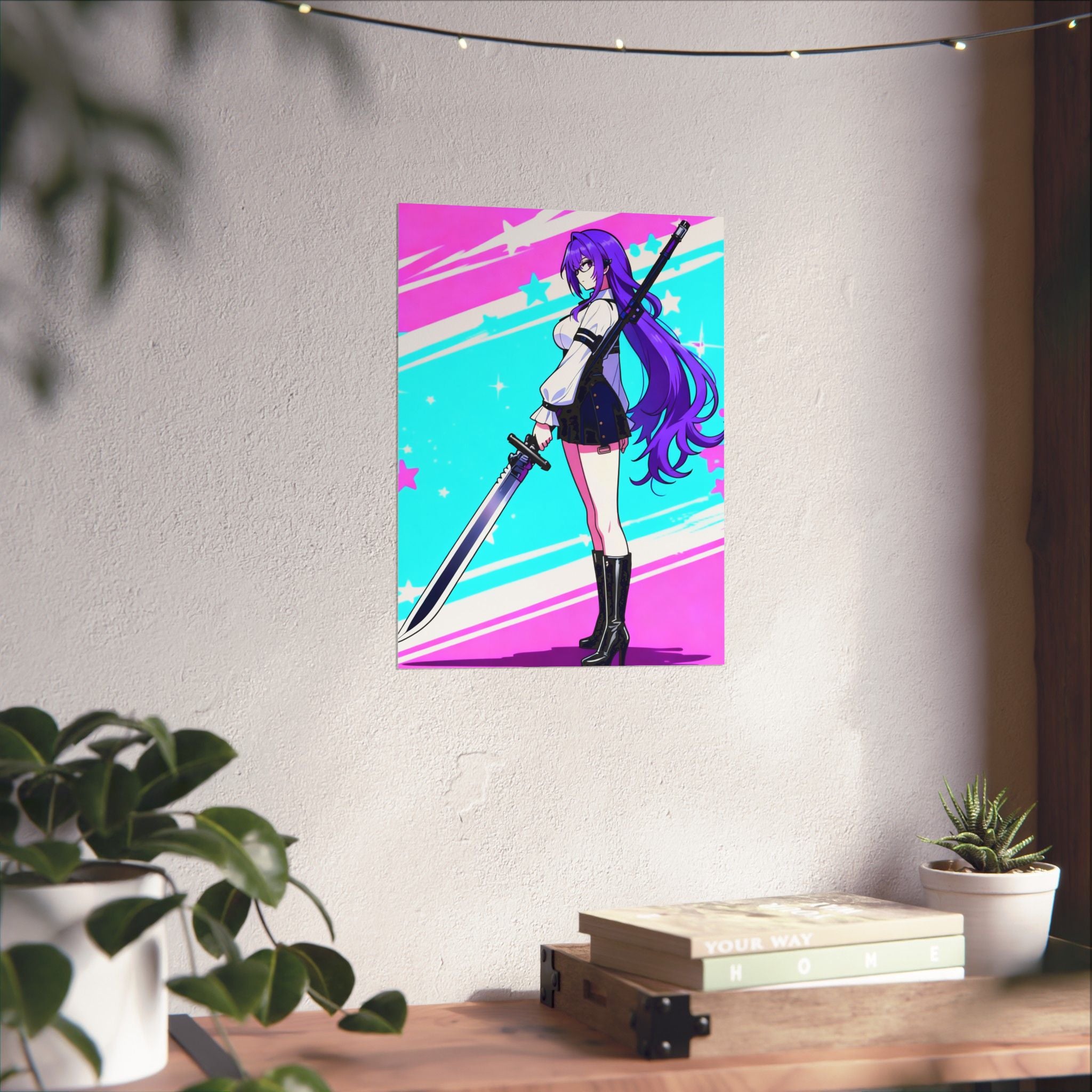 Anime Poster - Bright & Vibrant Cyber Punk Anime Girl
