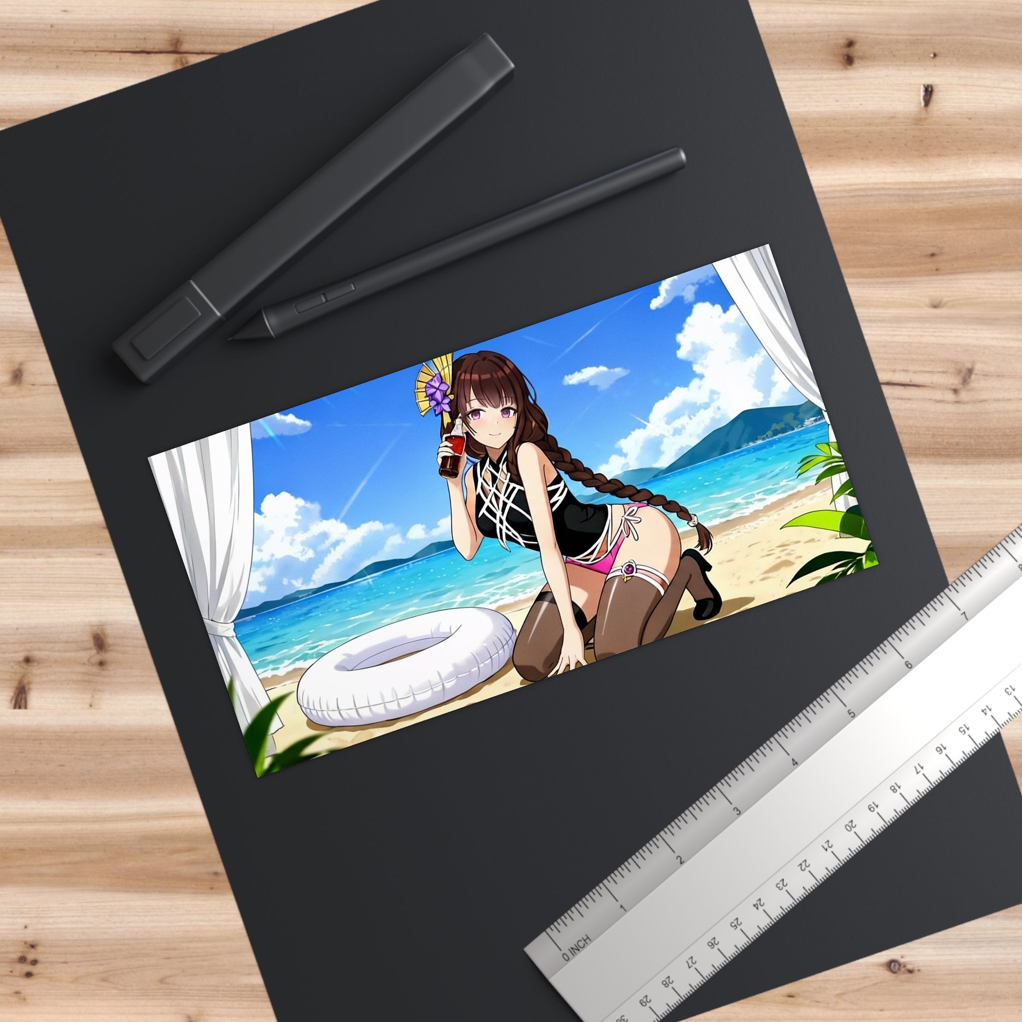 Sexy Anime Girl Beach Sticker – Beautiful Aesthetic Bumper Sticker for Anime Fans