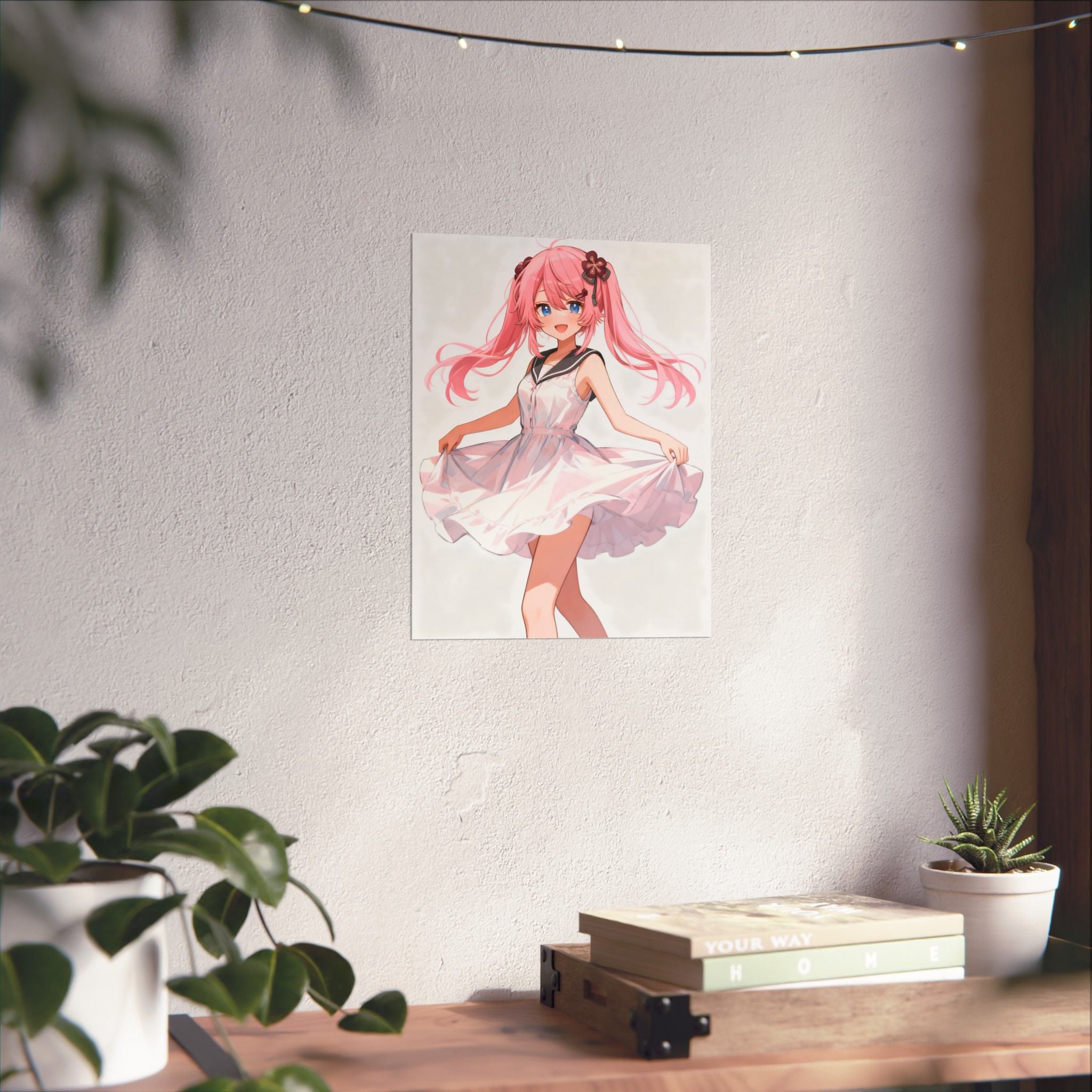 Cute Anime Girl Matte Vertical Poster, Wall Art, Bedroom Decor, Gifts for Anime Lovers, Aesthetic Wall Decor, Kawaii Art Print