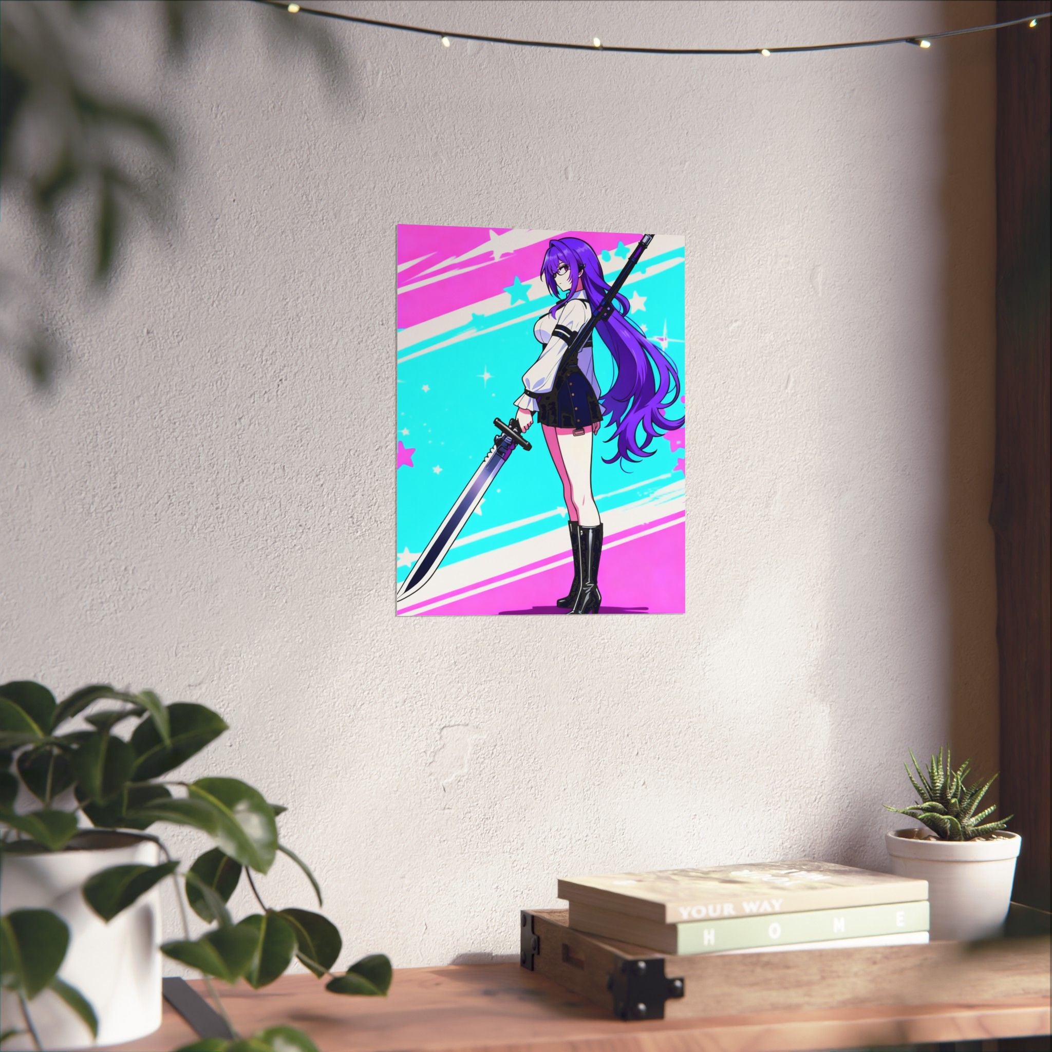 Anime Poster - Bright & Vibrant Cyber Punk Anime Girl
