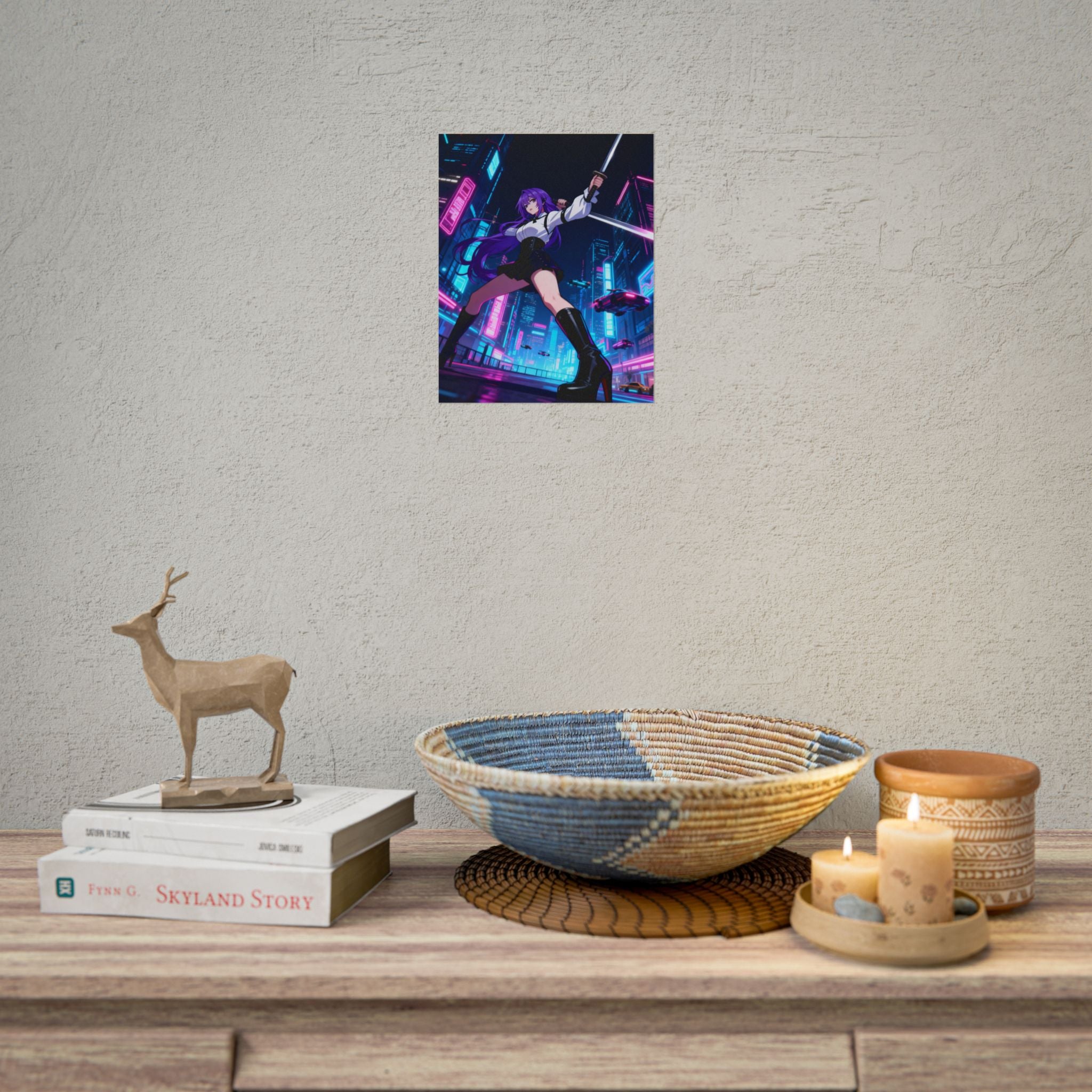 Anime Poster - Bright & Vibrant Cyber Punk Anime Girl