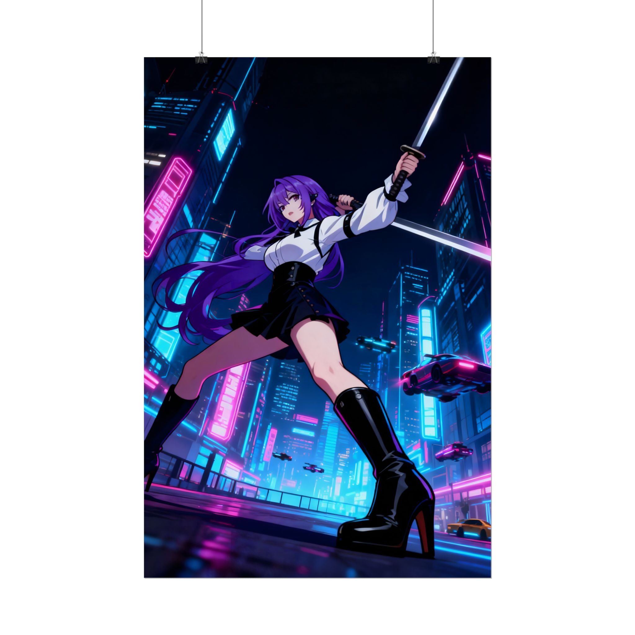 Anime Poster - Bright & Vibrant Cyber Punk Anime Girl