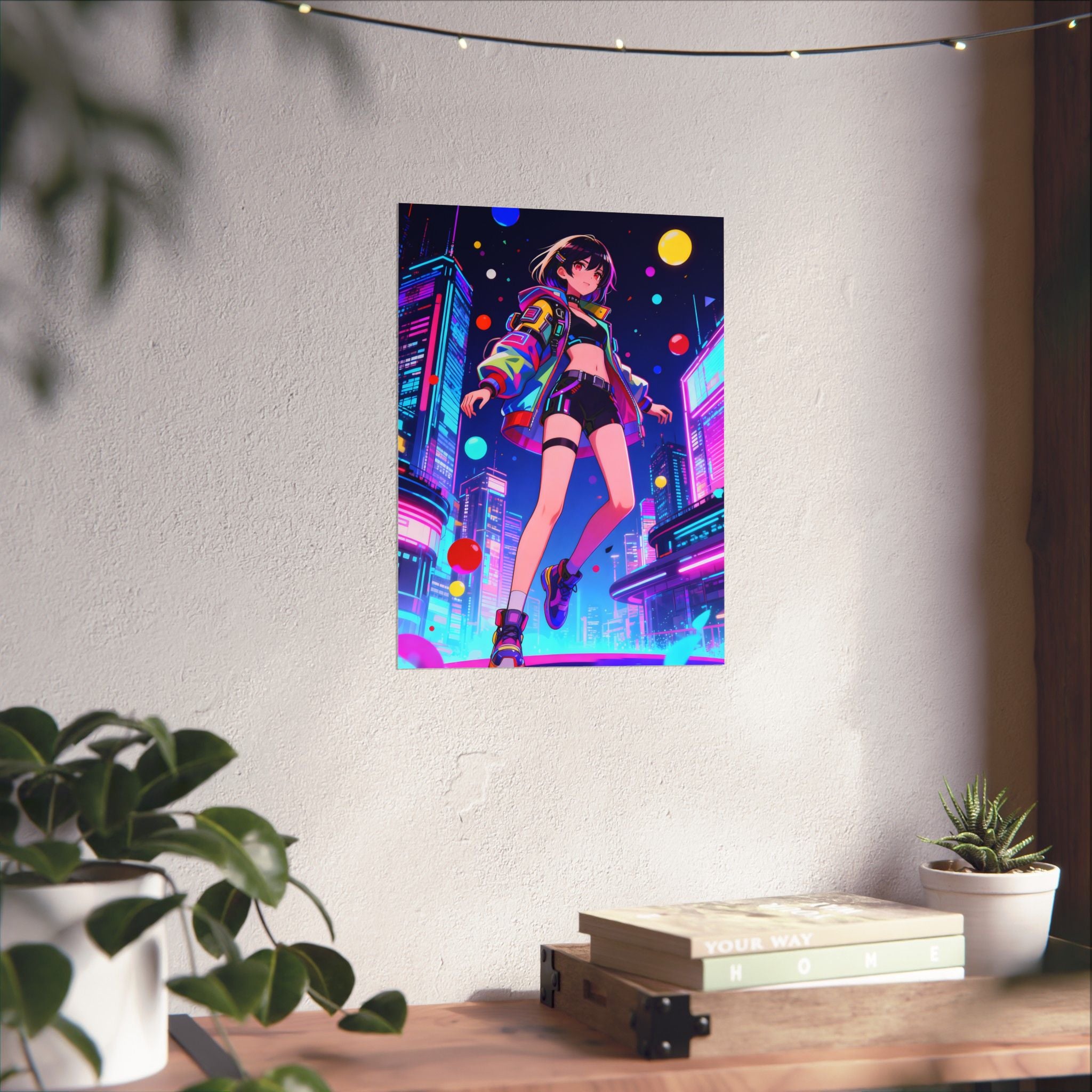 Vibrant Anime Vertical Poster, Aesthetic Wall Art, Bedroom Decor, Gift for Anime Lovers, Colorful Prints, Cyberpunk Artwork