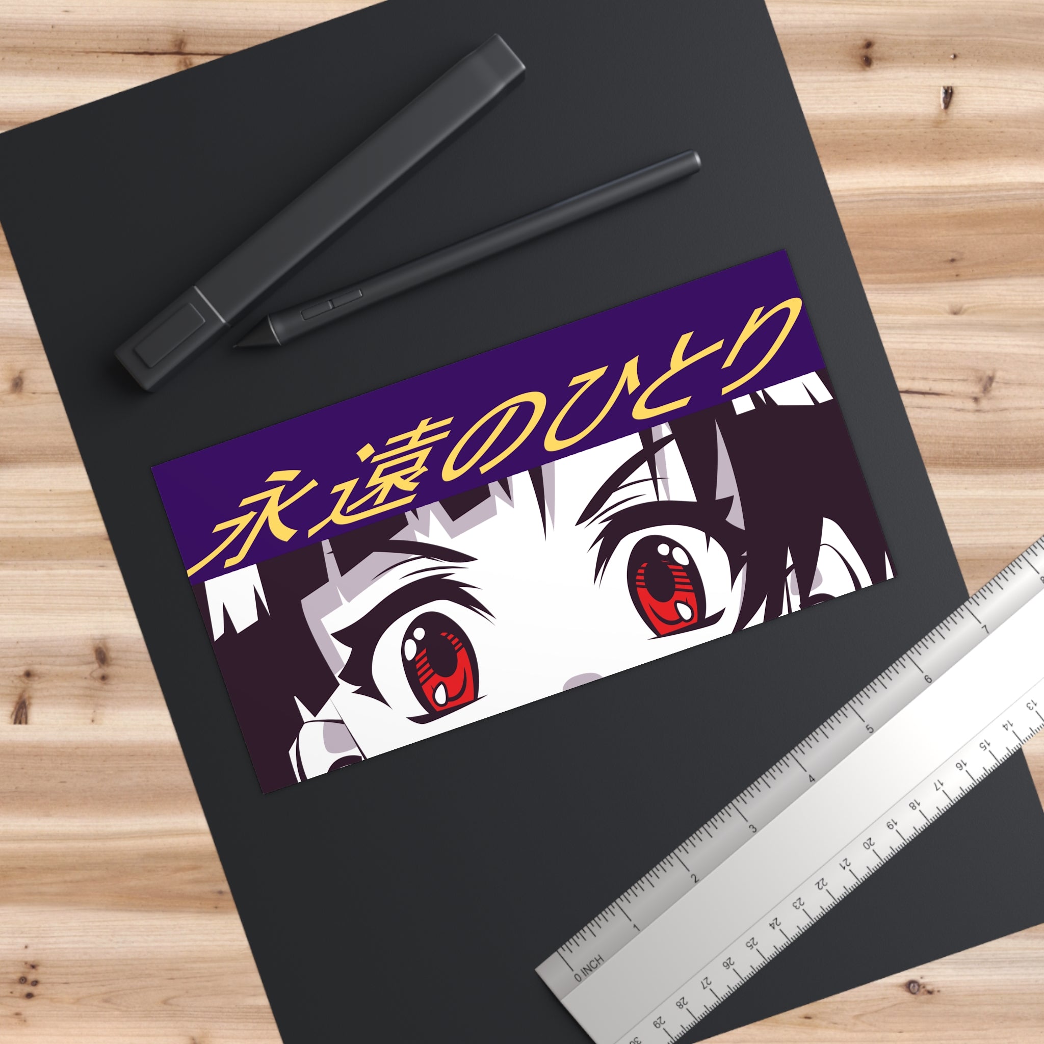 “Forever Alone” Japanese Anime Eyes Sticker – Cool Edgy Aesthetic Bumper Sticker for Anime Fans