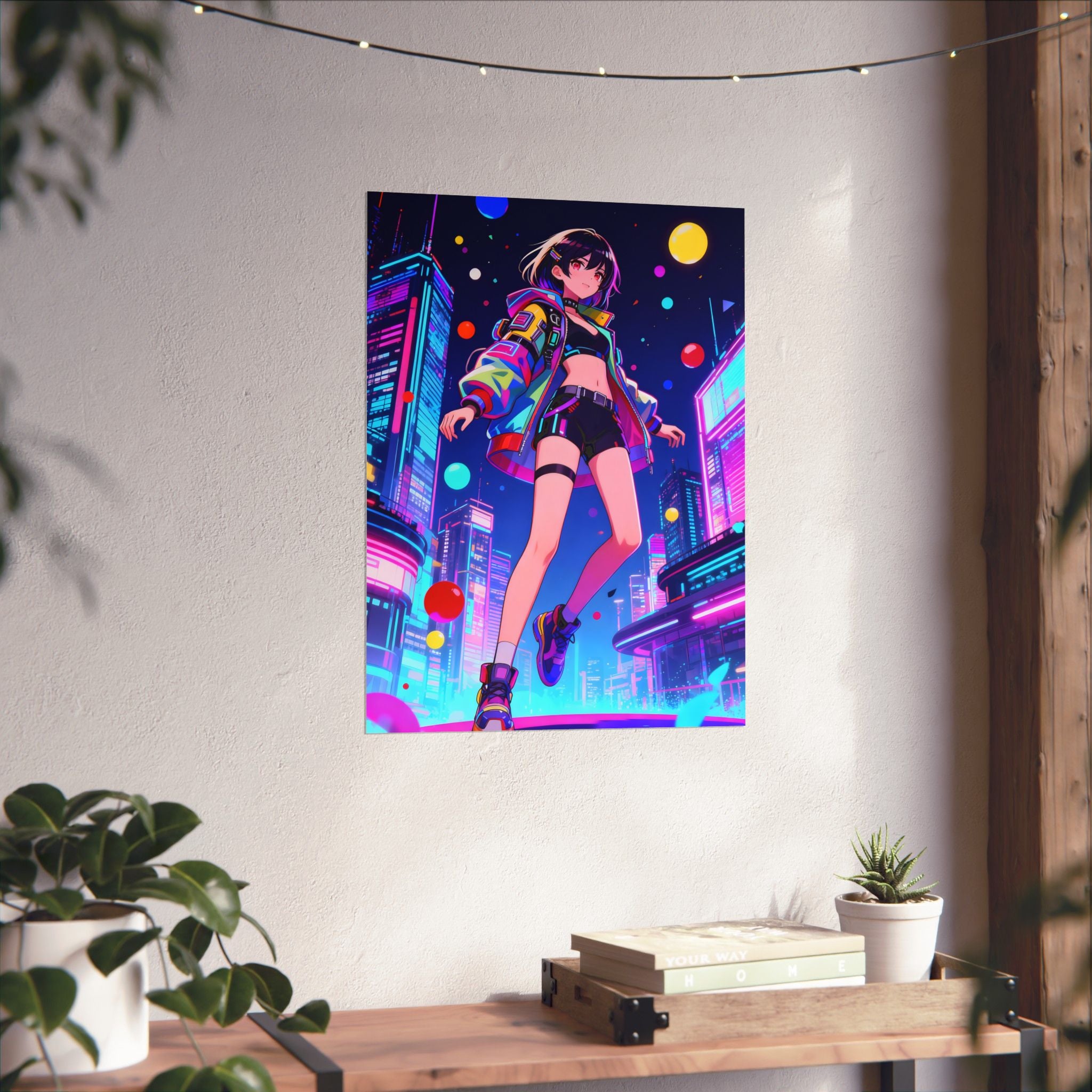 Vibrant Anime Vertical Poster, Aesthetic Wall Art, Bedroom Decor, Gift for Anime Lovers, Colorful Prints, Cyberpunk Artwork