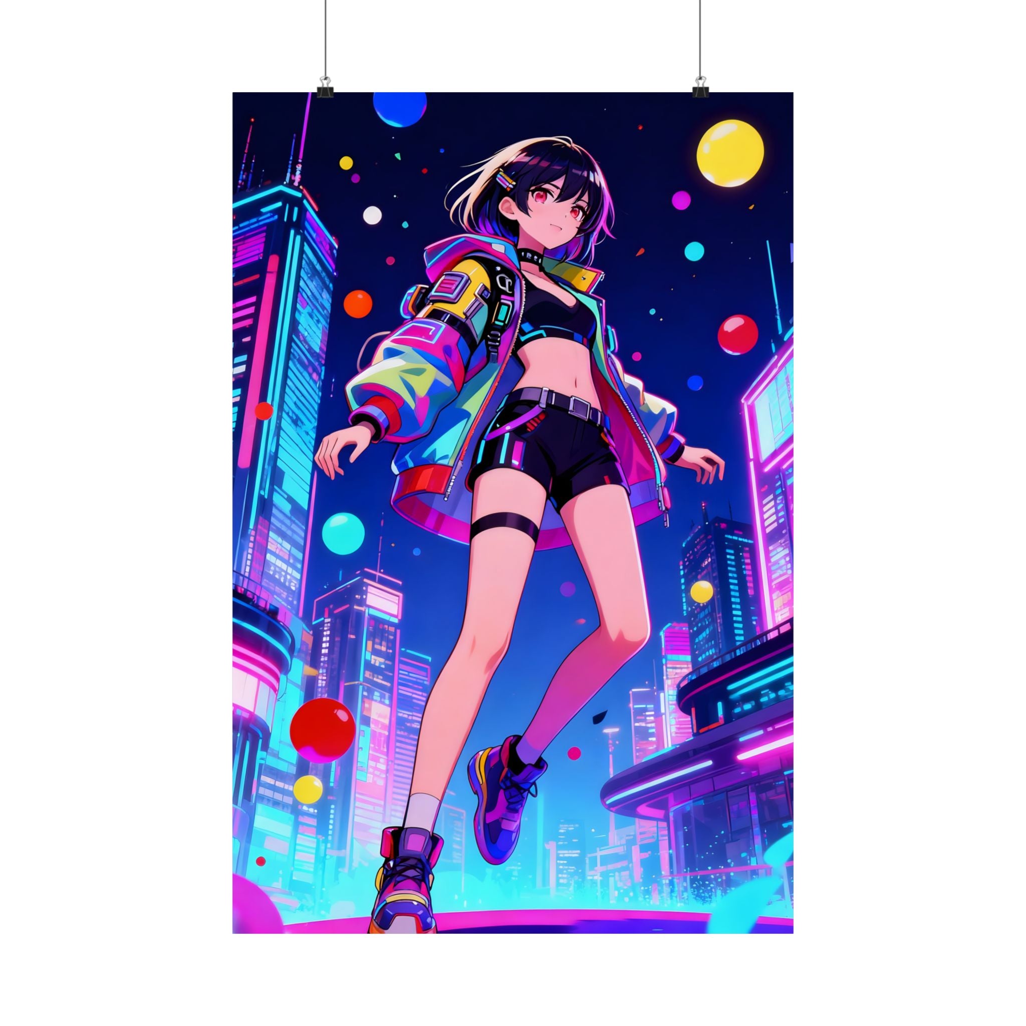 Vibrant Anime Vertical Poster, Aesthetic Wall Art, Bedroom Decor, Gift for Anime Lovers, Colorful Prints, Cyberpunk Artwork