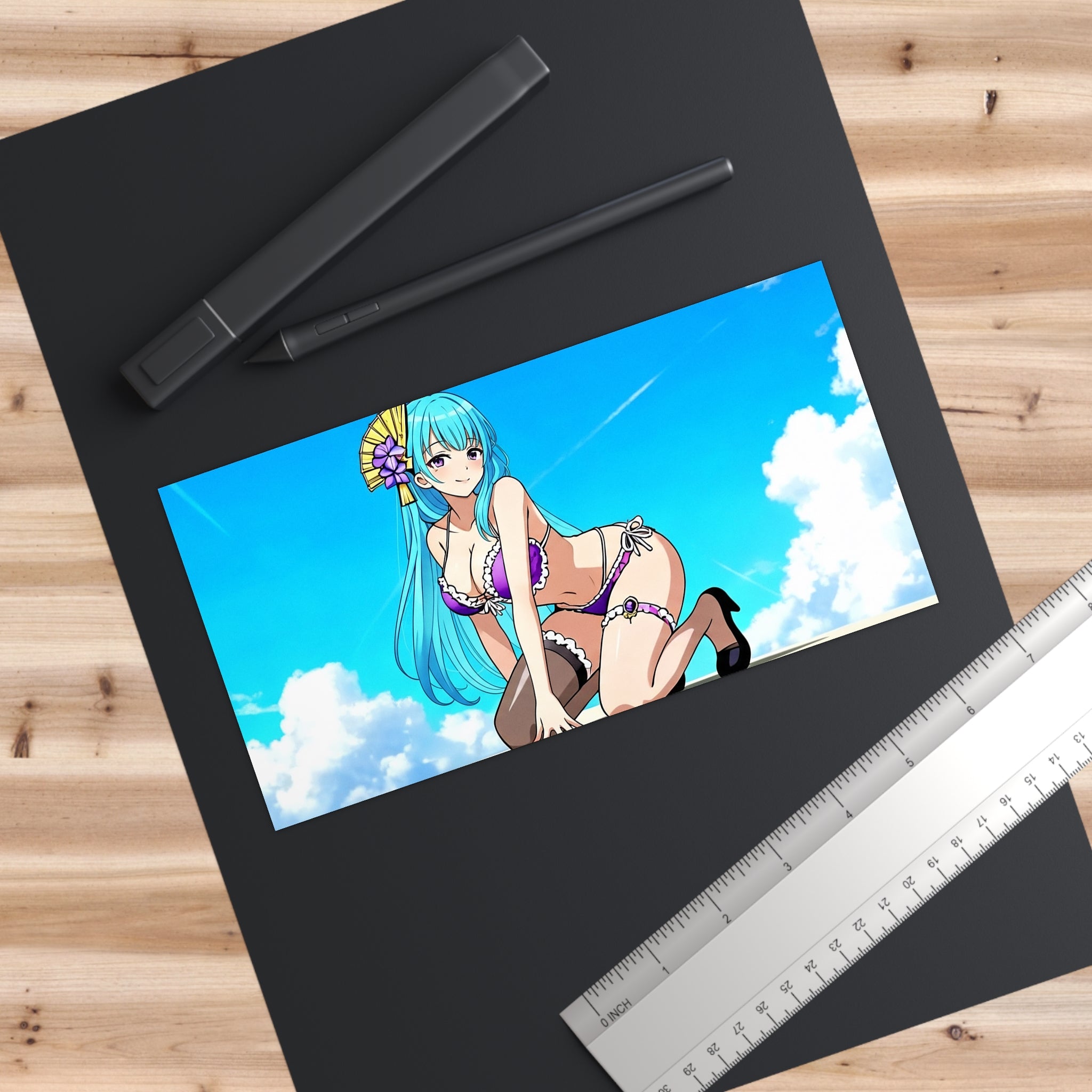Sexy Anime Girl Beach Sticker – Beautiful Aesthetic Bumper Sticker for Anime Fans