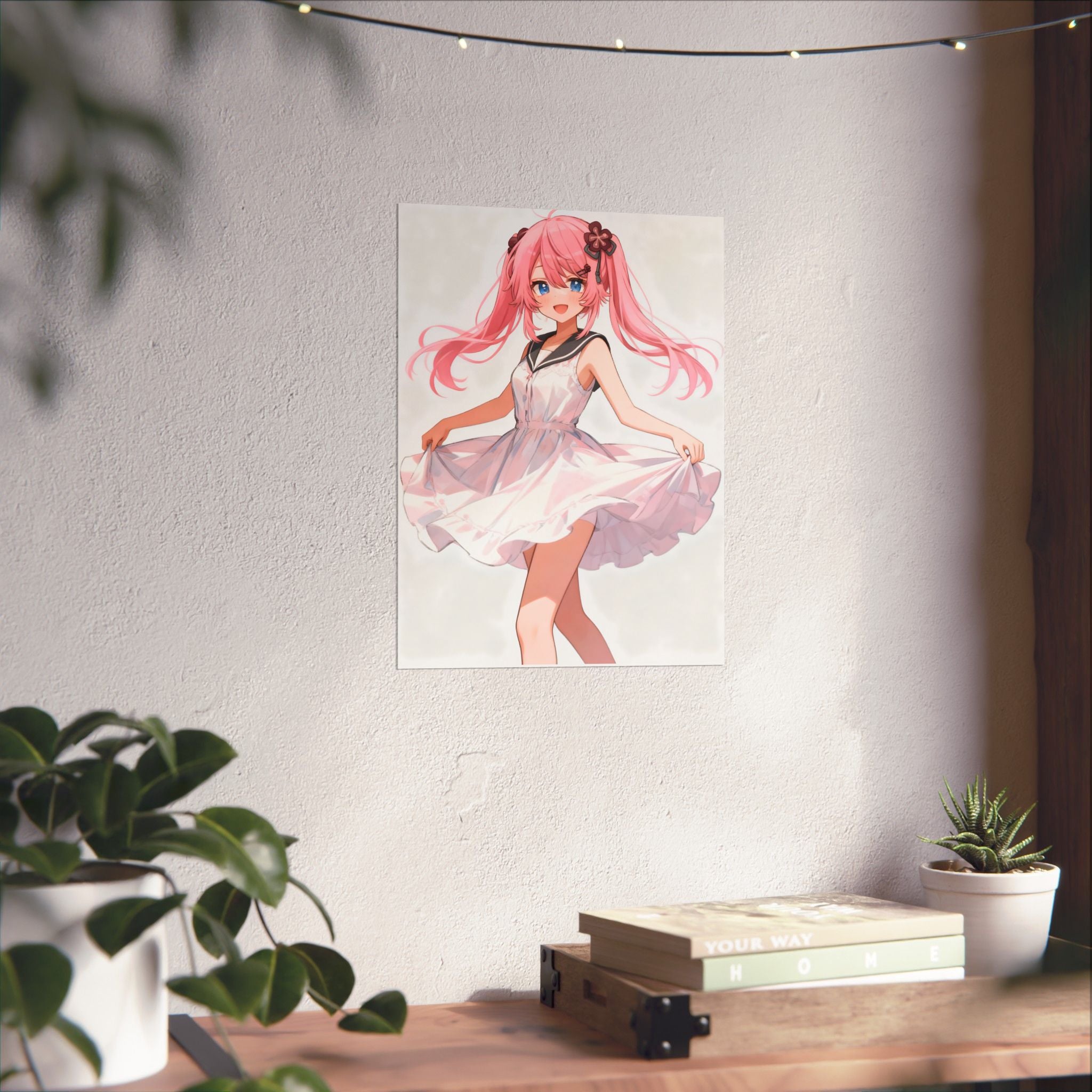 Cute Anime Girl Matte Vertical Poster, Wall Art, Bedroom Decor, Gifts for Anime Lovers, Aesthetic Wall Decor, Kawaii Art Print