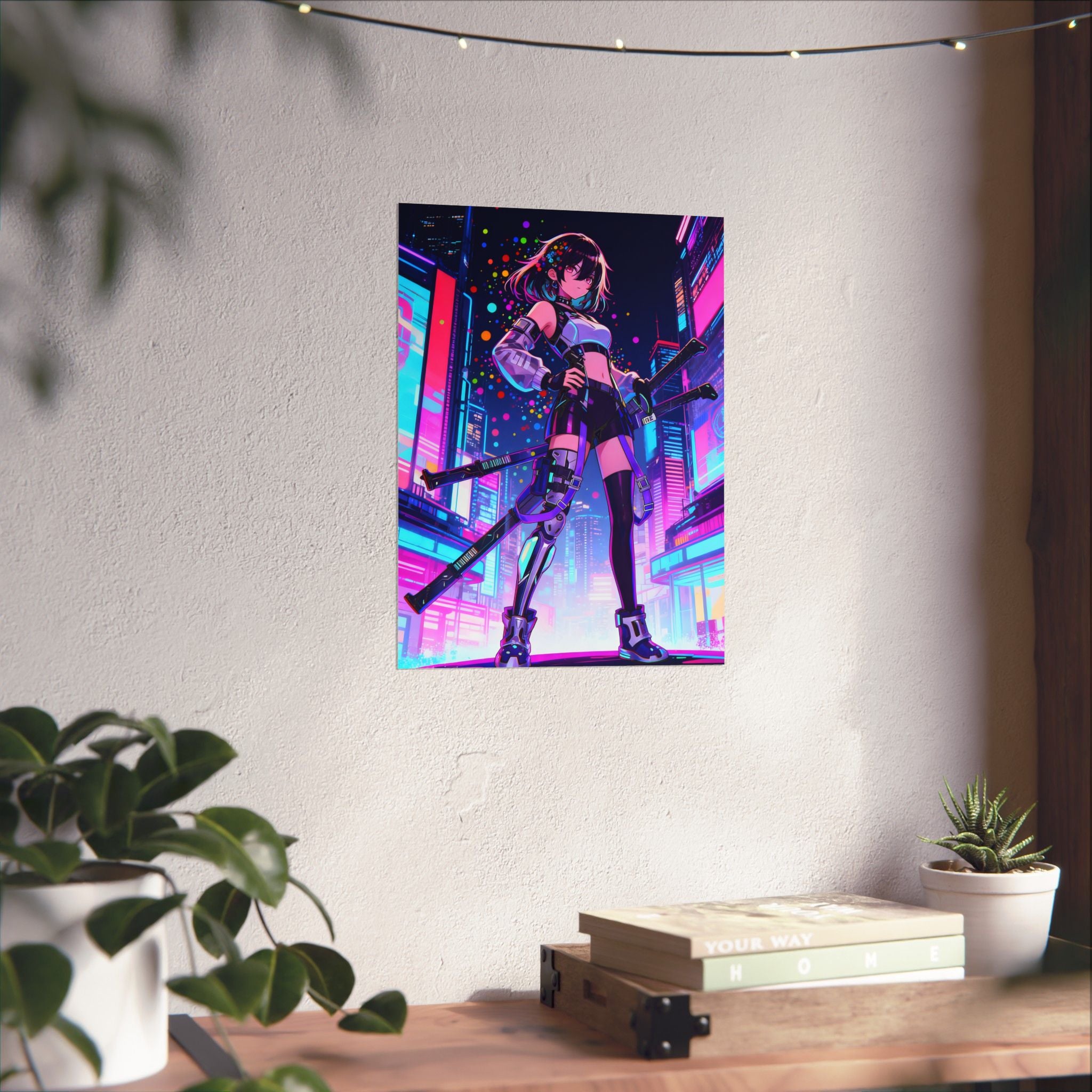 Anime Poster - Bright & Vibrant Cyber Punk Anime Girl